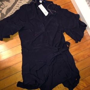 Navy blue short sleeve wrap shirt from Francesca’s